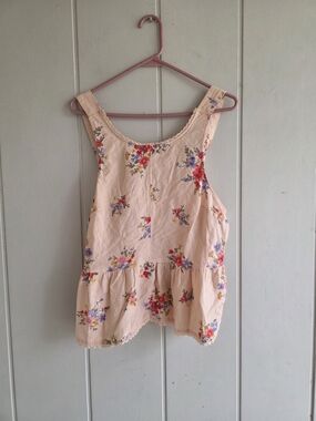 American Eagle Tank Top Floral Baby Doll Linen Cotton Blend XL